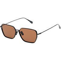 Schwarze achteckige Sonnenbrille mit braunen Gläsern