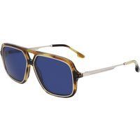 Quadratische Schildpatt-Sonnenbrille mit blauen Gläsern