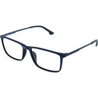 Rechteckige Brille mit blauem Rahmen