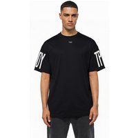 Schwarzes Oversize-T-Shirt mit Ärmelaufdruck