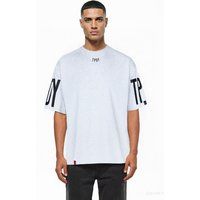 Schwarzes Oversize-T-Shirt mit Ärmelaufdruck