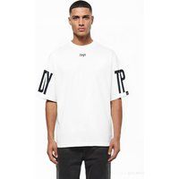 Schwarzes Oversize-T-Shirt mit Ärmelaufdruck