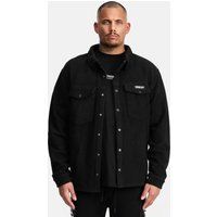 Schwarze Fleece Hemdjacke mit Knopfleiste