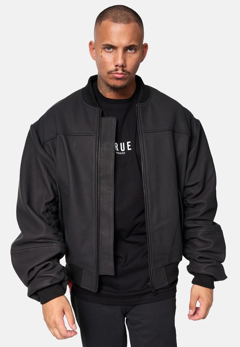 Oversize-Bomberjacke aus Leder