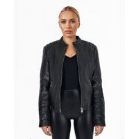 Klassische Schwarze Biker Lederjacke