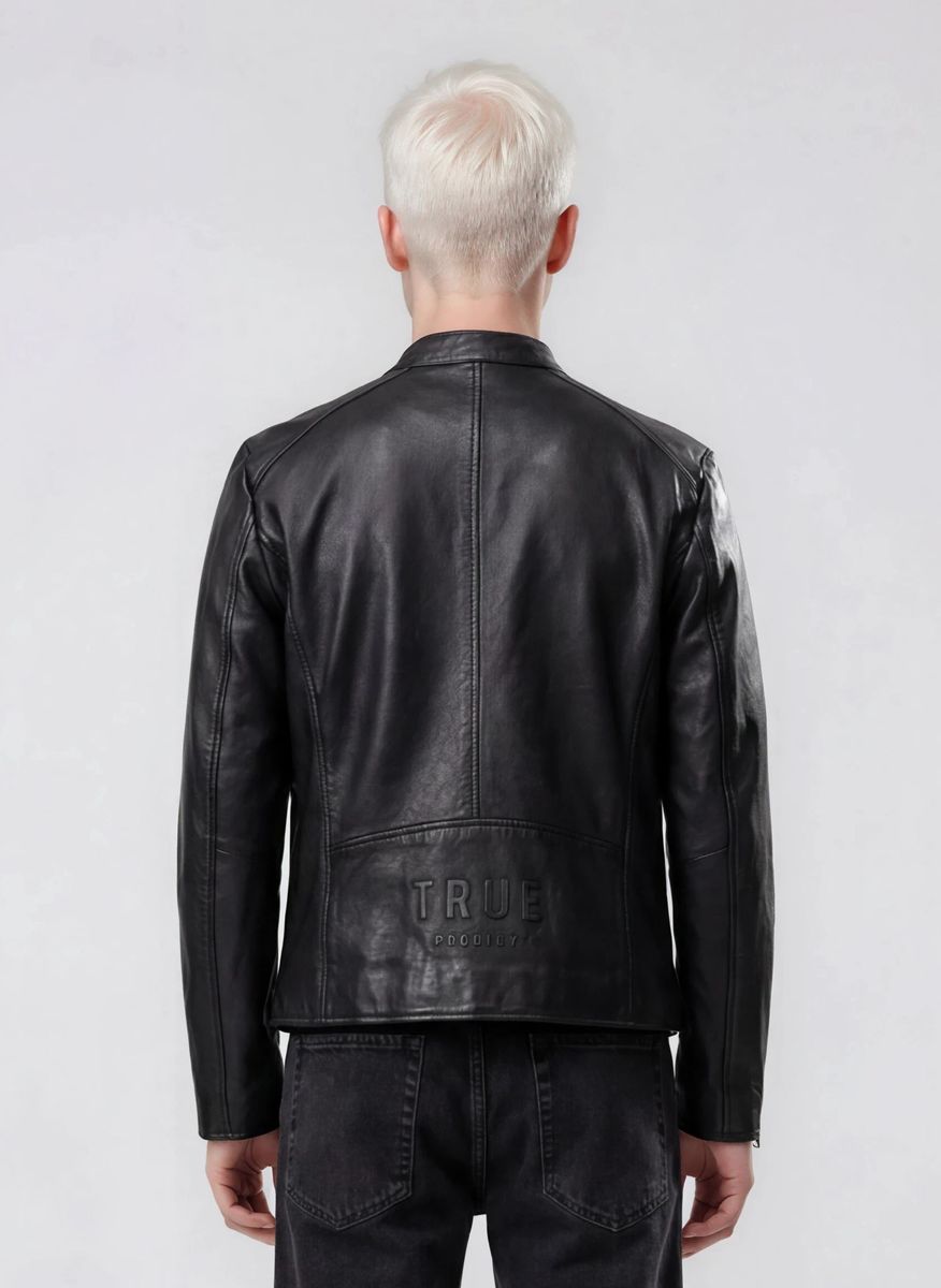 Klassische Lederjacke mit Stehkragen