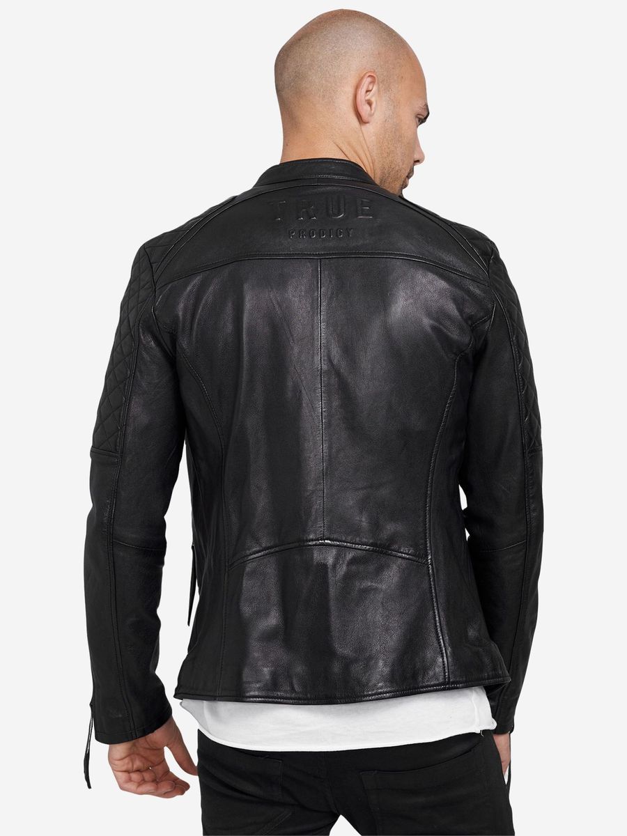 Gesteppte Lederjacke im Biker-Stil