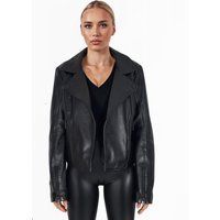 Klassische schwarze Leder-Bikerjacke
