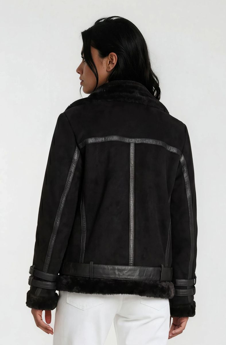 Aviator-Jacke mit Kunstfellfutter