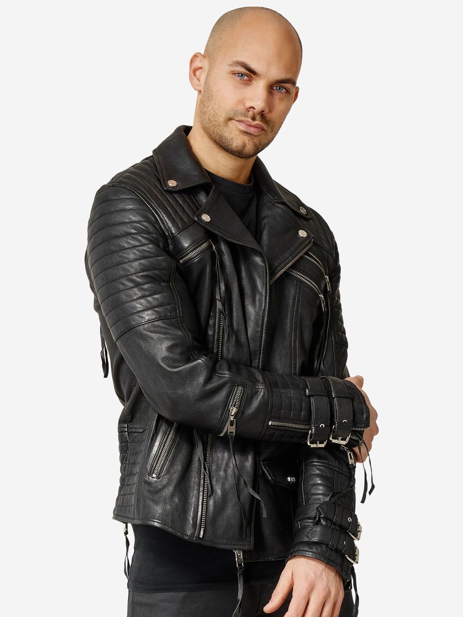 Gesteppte Bikerjacke mit Schnallendetails