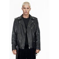 Klassische schwarze Motorradjacke aus Leder