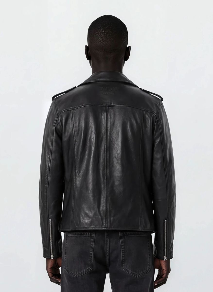 Klassische Leder-Bikerjacke mit Gürtel