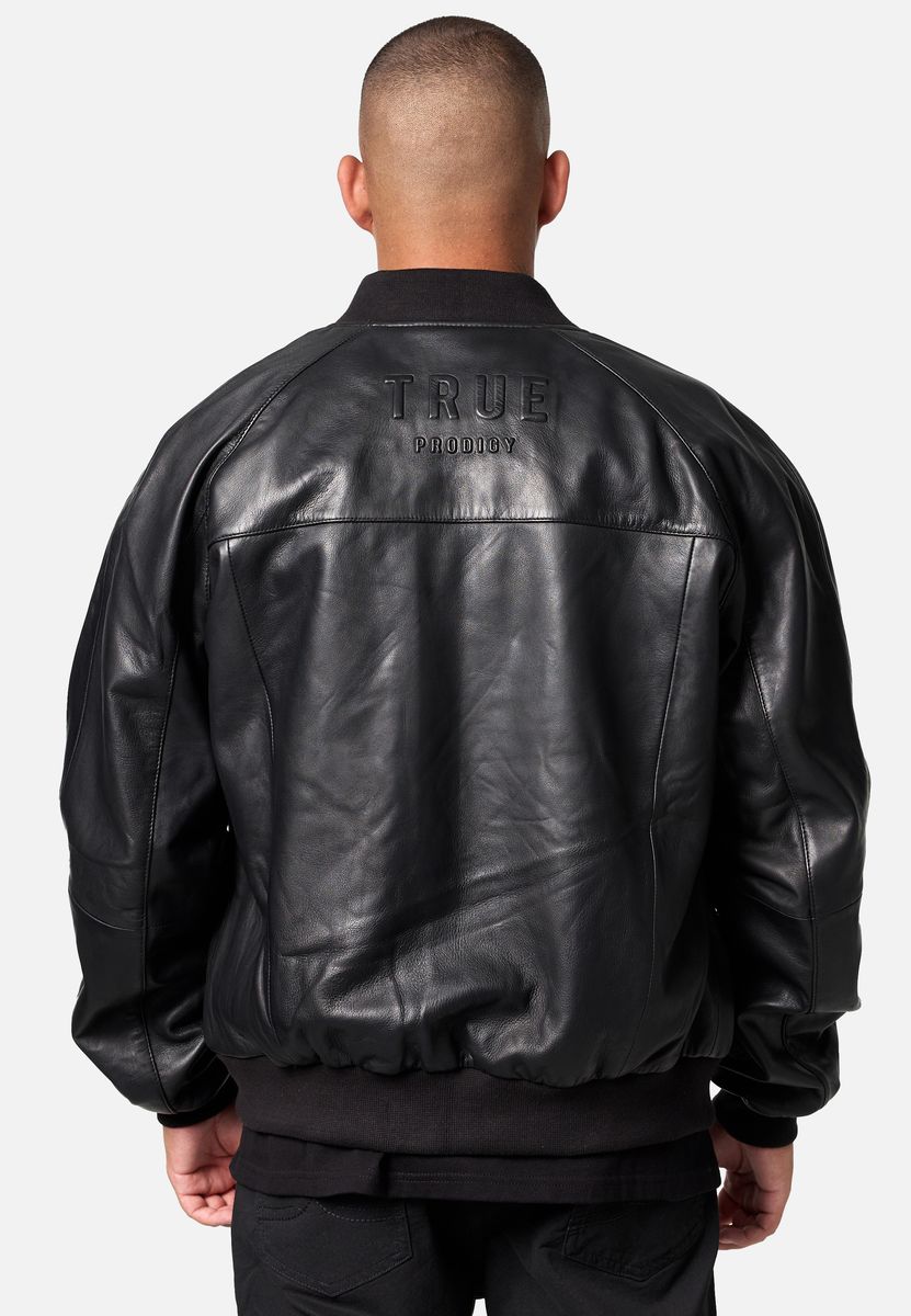 Elegante Oversized Leder-Bomberjacke