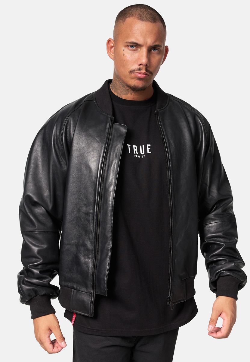 Elegante Oversized Leder-Bomberjacke