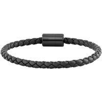 Herrenarmband aus geflochtenem Leder in Schwarz