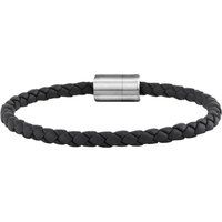 Geflochtenes schwarzes Lederarmband mit Stahlverschluss