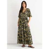 Maxikleid in Wickeloptik mit Tiermotiv