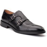 Base London Taper Leder Herren Schwarz Doppelte Monk Schuhe