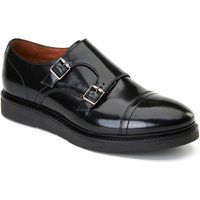 Base London Knight Herrenschuhe Aus Schwarzem Leder Mit Doppeltem Monk Riemen