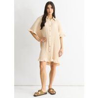 Übergroßes Plissee-Hemdkleid mit Rüschenbesatz