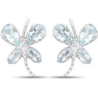 Aquamarin Schmetterling Sterling Silber Ohrringe
