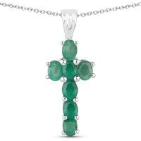 Smaragd Kreuz Sterling Silber Anhänger