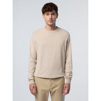 Herren Beiger Baumwollpullover mit Rundhalsausschnitt