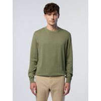 Herren Beiger Baumwollpullover mit Rundhalsausschnitt