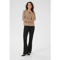 Braune Strickjacke mit Rundhalsausschnitt, normale Passform
