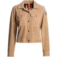 Beige Wildlederjacke mit Knöpfen