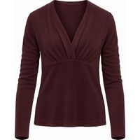 Burgunderrotes Langarmshirt mit V-Ausschnitt