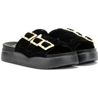 Desert Fleur Gypsum Damen Sandalen Aus Schwarzem Wildleder