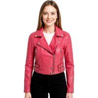 Kurze Bikerjacke in Fuchsia-Pink