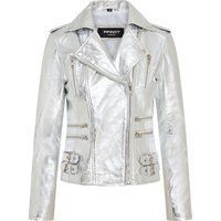 Metallisch silberne Brando Bikerjacke