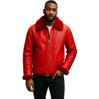 Rote RAF Shearling Bomberjacke für Herren