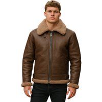 Herren Braune Shearling Leder Fliegerjacke