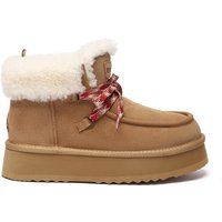 Plateau-Stiefelette aus Wildleder mit Shearlingbesatz