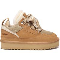 Plateau-Schnür-Sneaker-Stiefel aus Wildleder