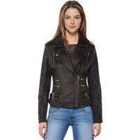 Damen Vintage Leder Bikerjacke