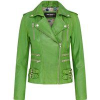 Apfelgrüne Leder Bikerjacke Brando