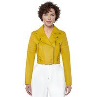 Kurze Lederjacke im Brando-Bikerstil