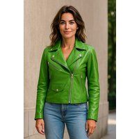 Apfelgrüne Brando Biker Lederjacke