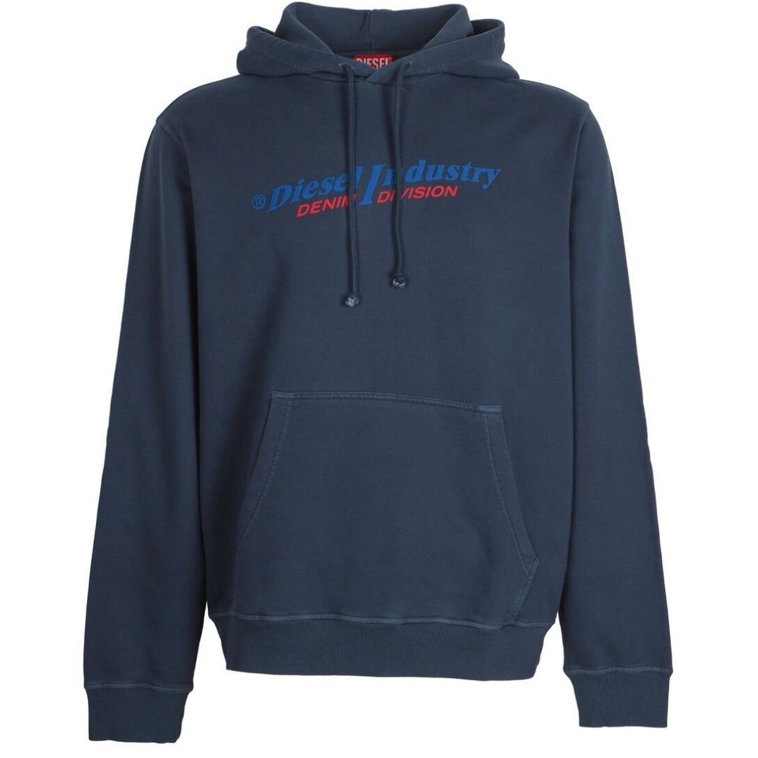 Marineblauer Kapuzenpullover mit Aufdruck