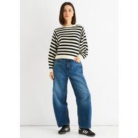 Gestreifter Strickpullover, lockere Passform