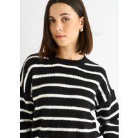 Grob gestrickter Oversize-Pullover mit Streifen