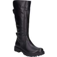 Schwarzer mittelhoher Lederstiefel