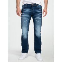 Jeans mit Used-Waschung, reguläre Passform