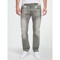 Graue Stonewashed Jeans mit gerader Passform
