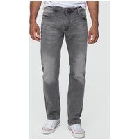 Graue Stonewashed Jeans mit gerader Passform