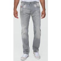 Graue Stonewashed Jeans mit gerader Passform